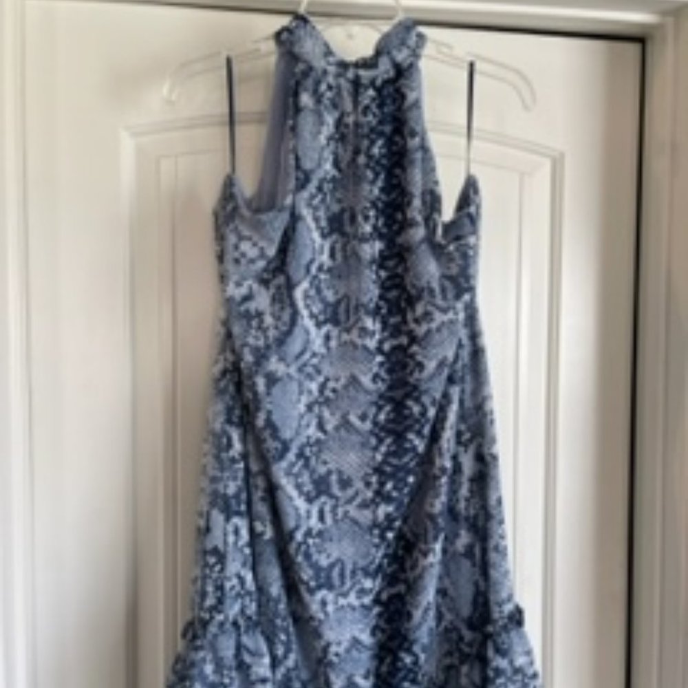 ee:some blue python print flowy halter dress - Large
